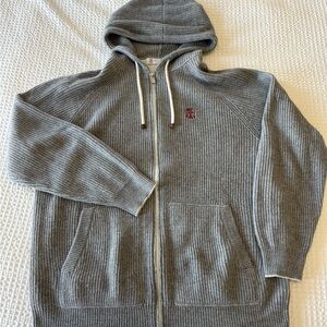 Brunello Cucinelli Grey cashmere Zip-Up Hooded Sweater- Guaranteed Authentic
